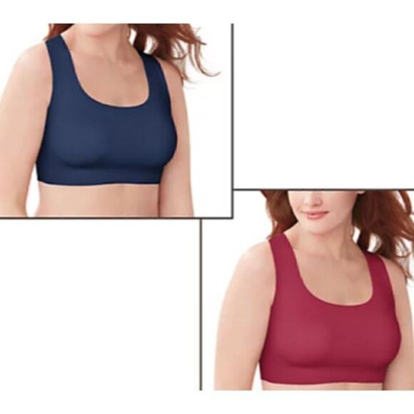 A-61 Bali Comfort Revolution Ultralite wirefree Bra Set of 2 NAVY/ RED Sz XL - Picture 1 of 1